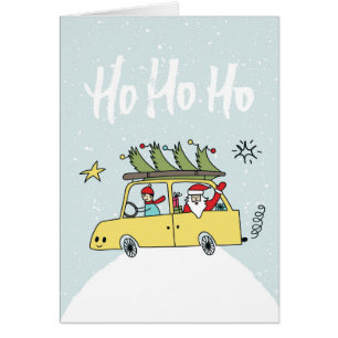 Ho Ho Ho / Funny Santa & Car Weihnachtsfeier Illus
