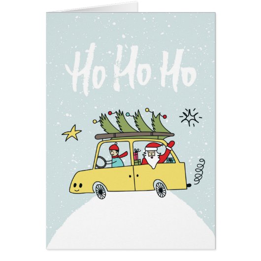 Ho Ho Ho / Funny Santa & Car Weihnachtsfeier Illus (Vorne)