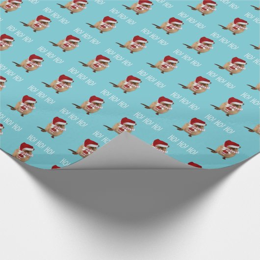 Ho! Ho! Ho! Gerbil in Weihnachtsmannmütze, Scarf u Geschenkpapier (Ecke)