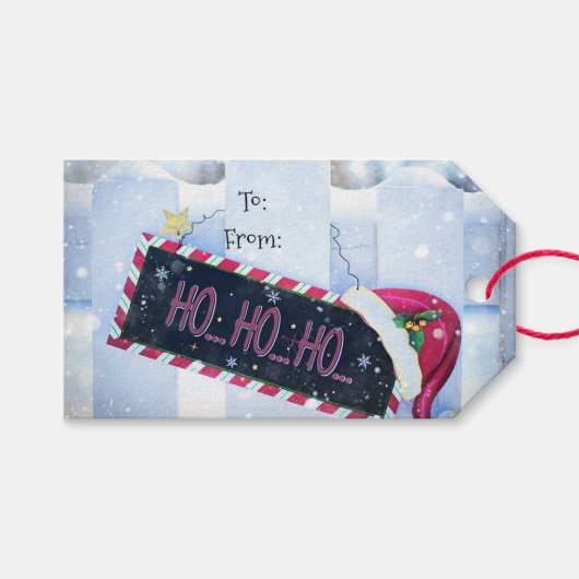 Ho Ho Ho Geschenkanhänger (Vorderseite (Horizontal))