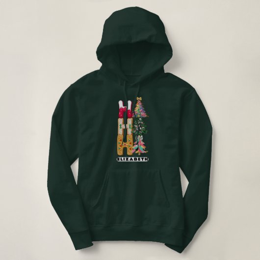 Ho Ho Ho Glitzer Coquette Weihnachtswald Hoodie (Design vorne)