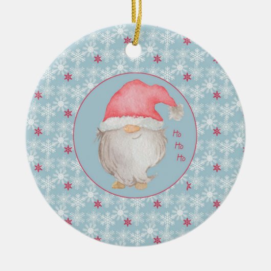 Ho Ho Ho Gnome 1. Weihnachten als Big Sister Foto Keramik Ornament (Vorne)