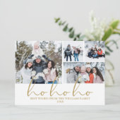 Ho Ho Ho Gold Script 4 Foto Weihnachten (Stehend Vorderseite)