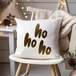 Ho Ho Ho Goldtypografie Minimalistisch Weihnacht Kissen