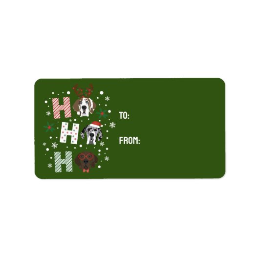 Ho Ho Ho Great Dane Frohe Weihnachten Adressaufkleber (Vorne)