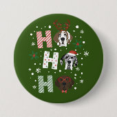 Ho Ho Ho Great Dane Frohe Weihnachten Button (Vorderseite)