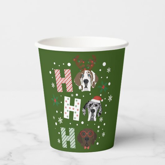 Ho Ho Ho Great Dane Frohe Weihnachten Pappbecher (Vorderseite)
