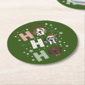 Ho Ho Ho Great Dane Frohe Weihnachten Runder Pappuntersetzer (Angewinkelt)