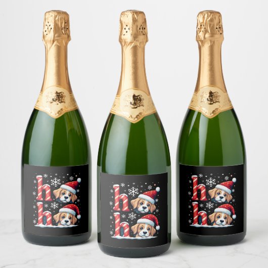 Ho Ho Ho Great Pyrenees Dog Lover Christmas Santa Schaumweinetikett (Flaschen)