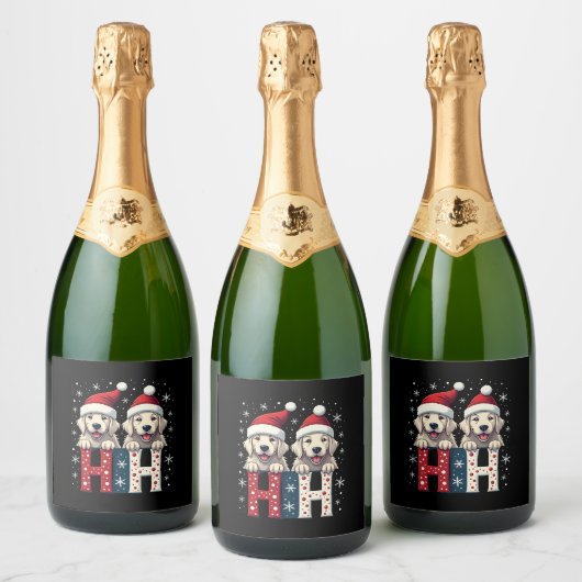 Ho Ho Ho Great Pyrenees Dog Lover Christmas Santa Schaumweinetikett (Flaschen)