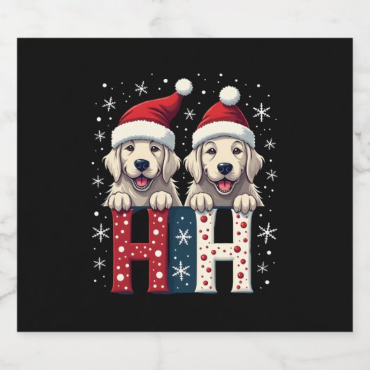 Ho Ho Ho Great Pyrenees Dog Lover Christmas Santa Schaumweinetikett (Einzelnes Label)