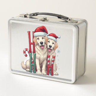 Ho Ho Ho Great Pyrenees Hunde Liebhaber Weihnachte Metall Brotdose