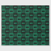 Ho Ho Ho Green Black Chic Christmas Buffalo Plaid Geschenkpapier (Flach)