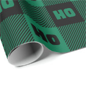 Ho Ho Ho Green Black Chic Christmas Buffalo Plaid Geschenkpapier (Rolleneckpunkt)