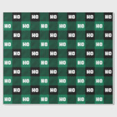 Ho Ho Ho Green Black White Christmas Buffalo Plaid Geschenkpapier (Flach)