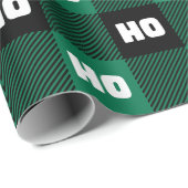 Ho Ho Ho Green Black White Christmas Buffalo Plaid Geschenkpapier (Rolleneckpunkt)