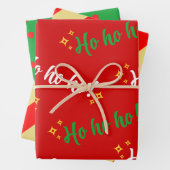 Ho Ho Ho Green Red White Yellow Geschenkpapier Set (Beispiel)