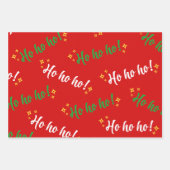 Ho Ho Ho Green Red White Yellow Geschenkpapier Set (Vorderseite)
