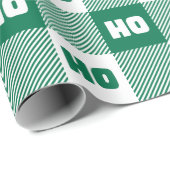 Ho Ho Ho Green White Chic Christmas Buffalo Plaid Geschenkpapier (Rolleneckpunkt)