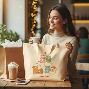 Ho Ho Ho Groovy Frohe Weihnachten Persönlicher Nam Jumbo Stoffbeutel