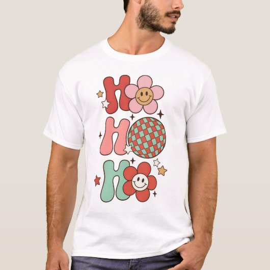 Ho Ho Ho Groovy Retro T-Shirt (Vorderseite)