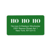 Ho Ho Ho grün moderne Weihnachtszeit Rücksendeadre Adressaufkleber (Vorne)