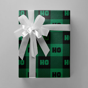 Ho Ho Ho Grün Schwarz Chic Weihnachten Buffalo Kar Geschenkpapier