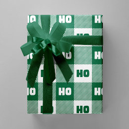 Ho Ho Ho Grün Weiße Chic Weihnachten Büffel Karier Geschenkpapier