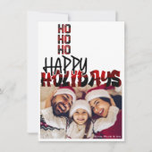 HO HO HO Grunge Kariert Weihnachts-Weihnachtskarte Einladung (Vorderseite)