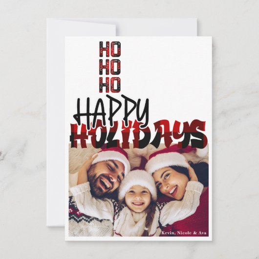 HO HO HO Grunge Kariert Weihnachts-Weihnachtskarte Einladung (Vorderseite)