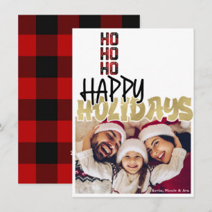 HO HO HO Grunge Weihnachts Gold Weihnachts Fotokar Einladung