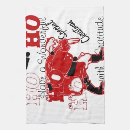 HO HO HO haben ein wunderbares Weihnachten mit Dan Geschirrtuch (Vertikal)