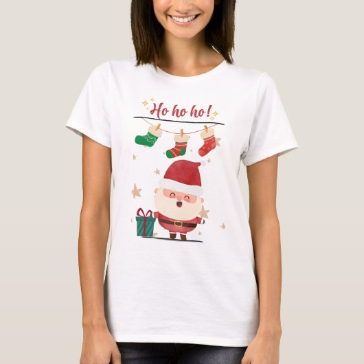 Ho Ho Ho Happy Santa Holiday T-Shirt (Vorderseite)