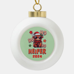 Ho Ho Ho Heifer Keramik Kugel-Ornament