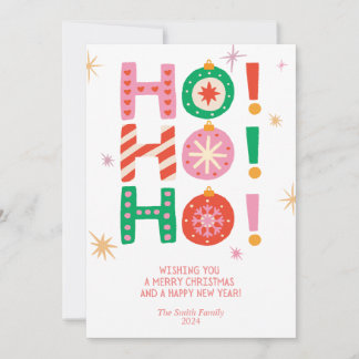 HO! HO! HO! Helle Fun Non-Foto Weihnachtskarte Feiertagskarte
