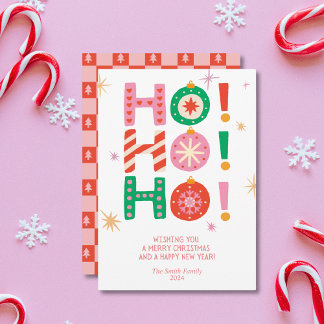 HO! HO! HO! Helle Fun Non-Foto Weihnachtskarte Feiertagskarte