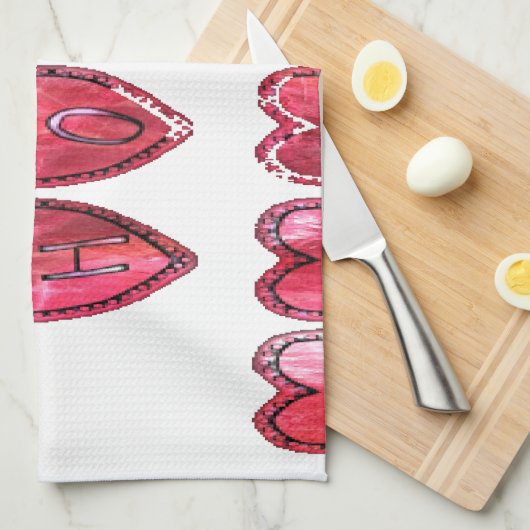 Ho Ho Ho Herz Sammlung. Geschirrtuch (Viertel Falte)