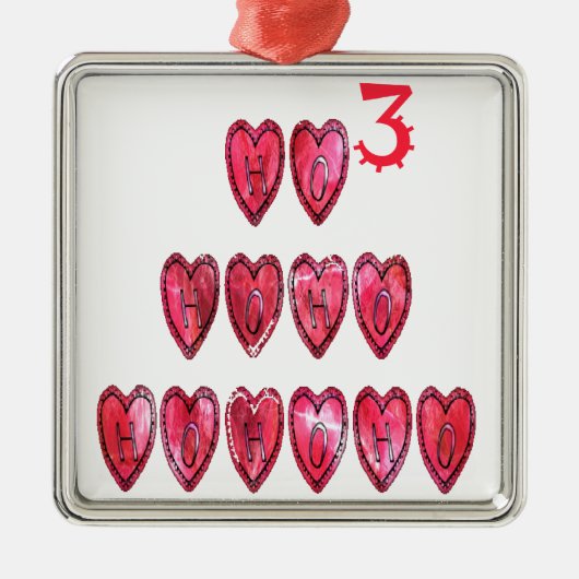 Ho Ho Ho Herz Sammlung. Silbernes Ornament (Vorne)