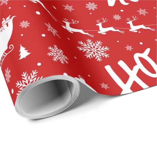 "Ho ho ho ho" Deer Santa Snowflake Geschenkpapier (Rolleneckpunkt)