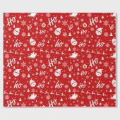 "Ho ho ho ho" Deer Santa Snowflake Geschenkpapier (Flach)