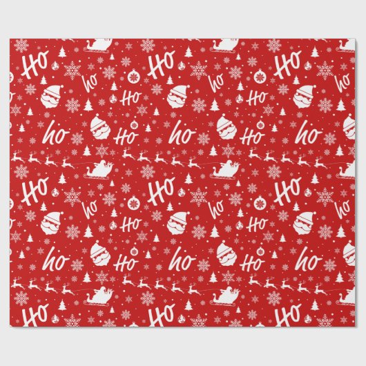"Ho ho ho ho" Deer Santa Snowflake Geschenkpapier (Flach)