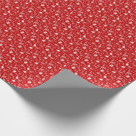 Ho Ho Ho Ho Red & White Christmas Pattern Geschenkpapier (Ecke)