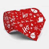 Ho Ho Ho Ho Red & White Christmas Pattern Krawatte (Gerollt)