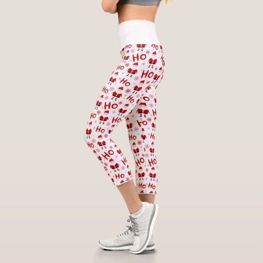 Ho Ho Ho Ho Santa Claus Weihnachtsmuster Capri Leggings (Links)