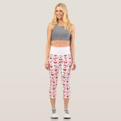 Ho Ho Ho Ho Santa Claus Weihnachtsmuster Capri Leggings (Vorderseite)
