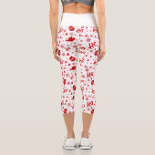 Ho Ho Ho Ho White & Red Christmas Pattern Capri Leggings (Rückseite)