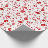 Ho Ho Ho Ho White & Red Christmas Pattern Geschenkpapier (Ecke)