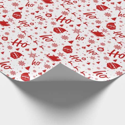 Ho Ho Ho Ho White & Red Christmas Pattern Geschenkpapier (Ecke)