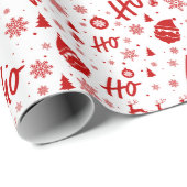 Ho Ho Ho Ho White & Red Christmas Pattern Geschenkpapier (Rolleneckpunkt)
