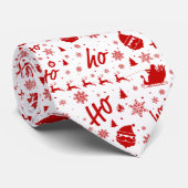 Ho Ho Ho Ho White & Red Christmas Pattern Krawatte (Gerollt)